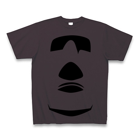 【イースター島からの使者!世界の七不思議グッズ!】かおシリーズ モアイの顔(2012再レイアウトver) Tシャツ(チャコール)【おもしろモアイTシャツ】