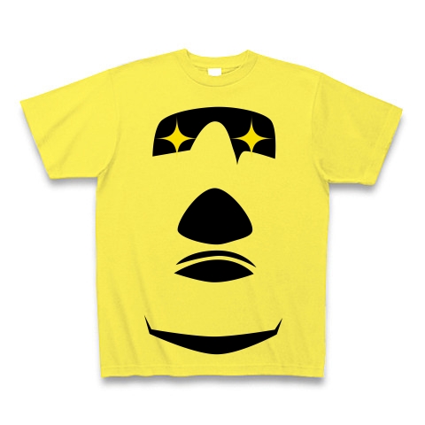【イースター島からの使者!世界の七不思議グッズ!】かおシリーズ モアイの顔(2012眼光ver) Tシャツ(イエロー)【おもしろTシャツ】