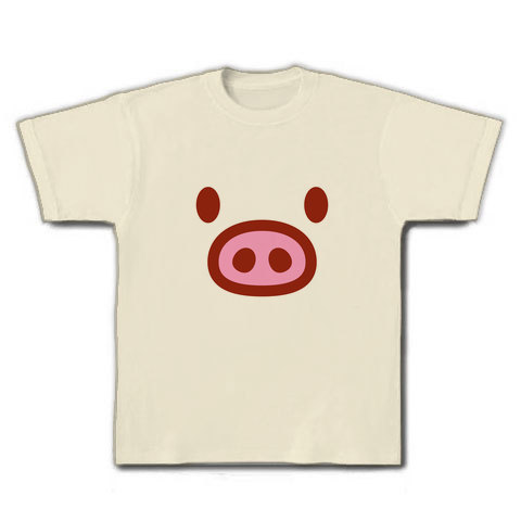 【かわいい豚グッズ!】かわキャラシリーズ ブタちゃん顔 Tシャツ(ナチュラル)