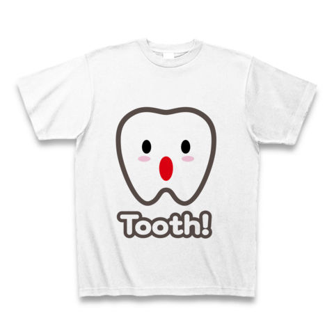 【トゥース!カスガじゃないよ、かわいい歯イラスト!】かわキャラシリーズ トゥース!(歯)英語ver. Tシャツ(ホワイト)【おもしろカワイイTシャツ!】