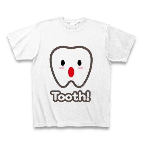 【トゥース!カスガじゃないよ、かわいい歯だよ!】かわキャラシリーズ トゥース!(歯)英語ver. Tシャツ【おもしろ歯のイラストTシャツ】