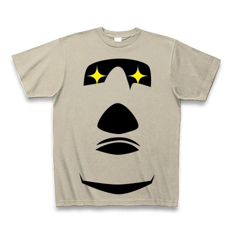 【イースター島からの使者!世界の七不思議グッズ!】かおシリーズ モアイの顔(2012眼光ver) Tシャツ Pure Color Print(シルバーグレー)【モアイTシャツ!モアイグッズ!】