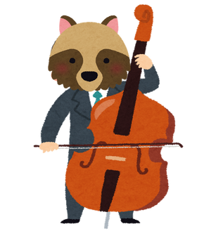 コントラバスを引く狸