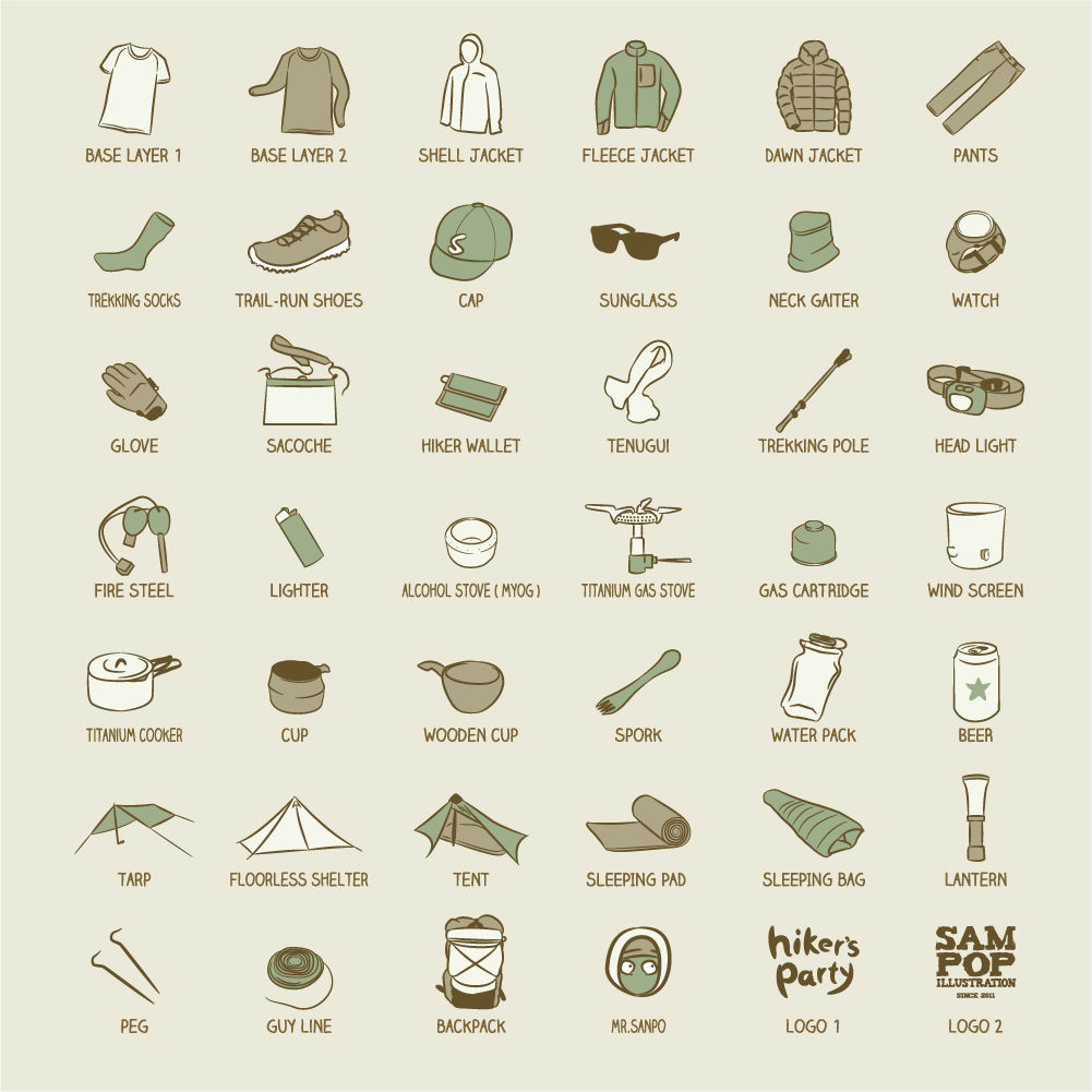Illust No 145 Mr サンポの山道具一覧 Sampop Illustration