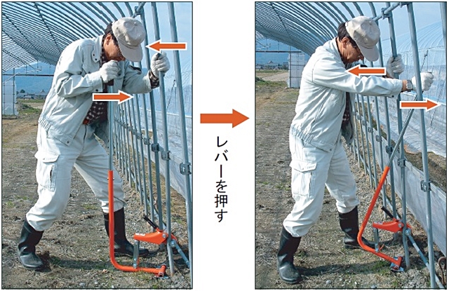 ビニールハウスの鉄パイプ抜き