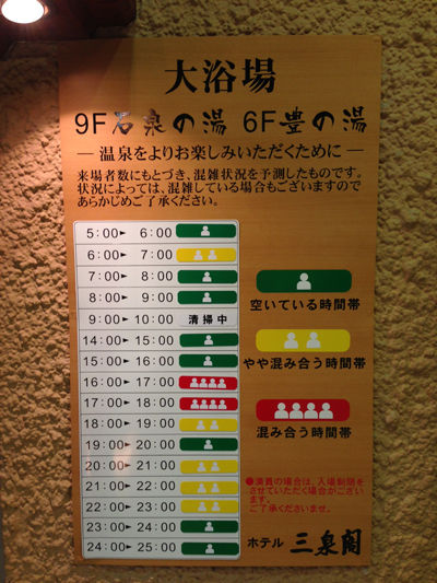 別府温泉ホテル三泉閣オフィシャルブログ 大浴場の混み具合が人目でわかる案内板を設置しました
