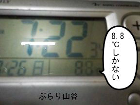 春なのに外気温8.8℃しかない