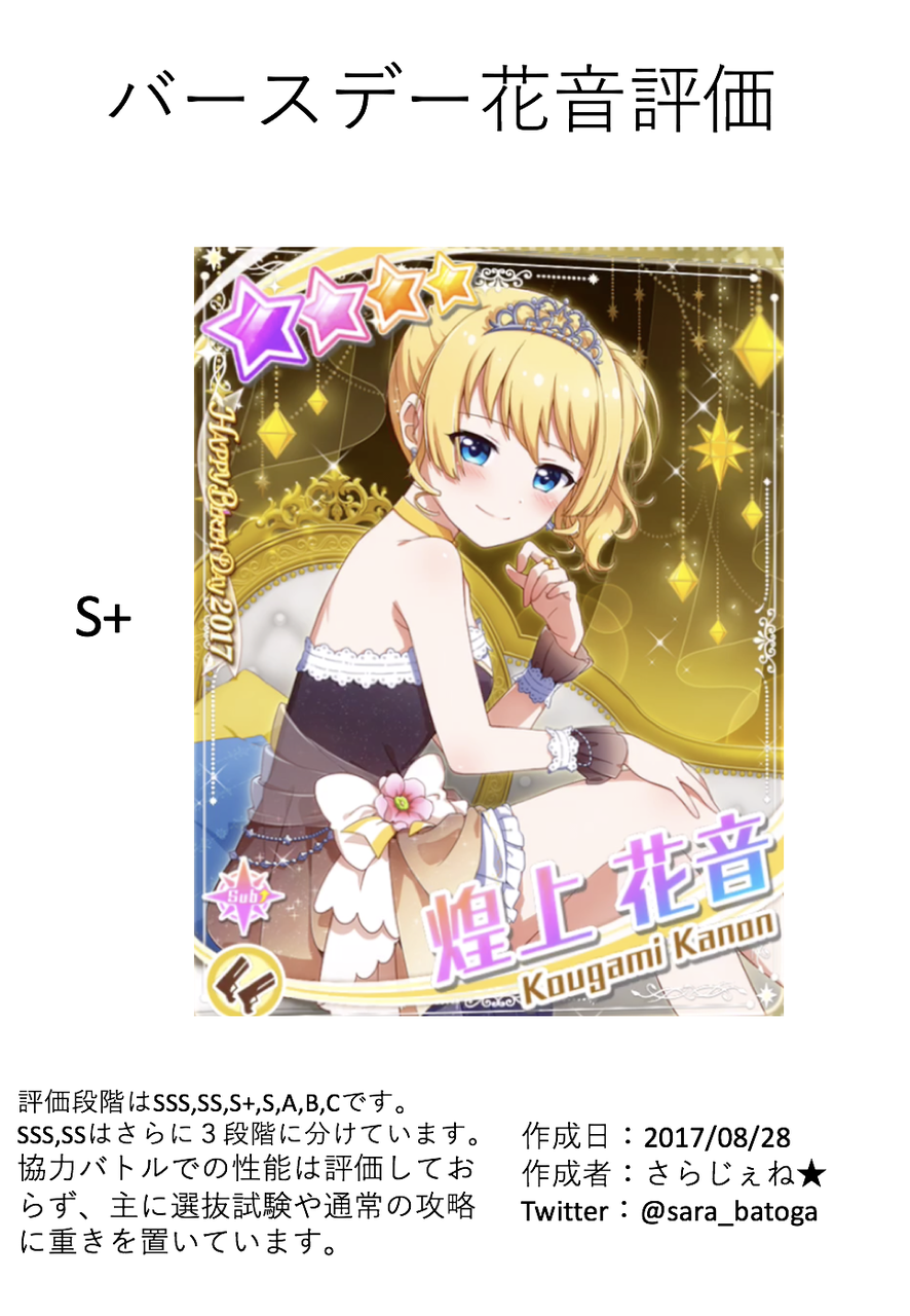 バースデー花音評価 さらじぇねのバトルガール録 バースデー花音評価 さらじぇねのバトルガール録