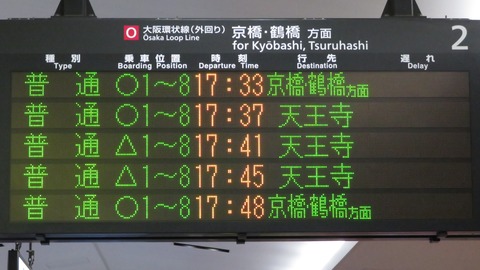 大阪環状線で 「○印」 の乗車位置表示が復活！ 女性専用車とトイレの有無が区別可能に。（2021年3月）