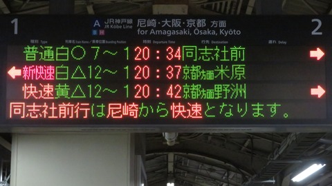【土休日の夜に2本だけ】 三ノ宮駅で普通 「同志社前行き」 を撮る （発車標＆321系） 【2026年4月】