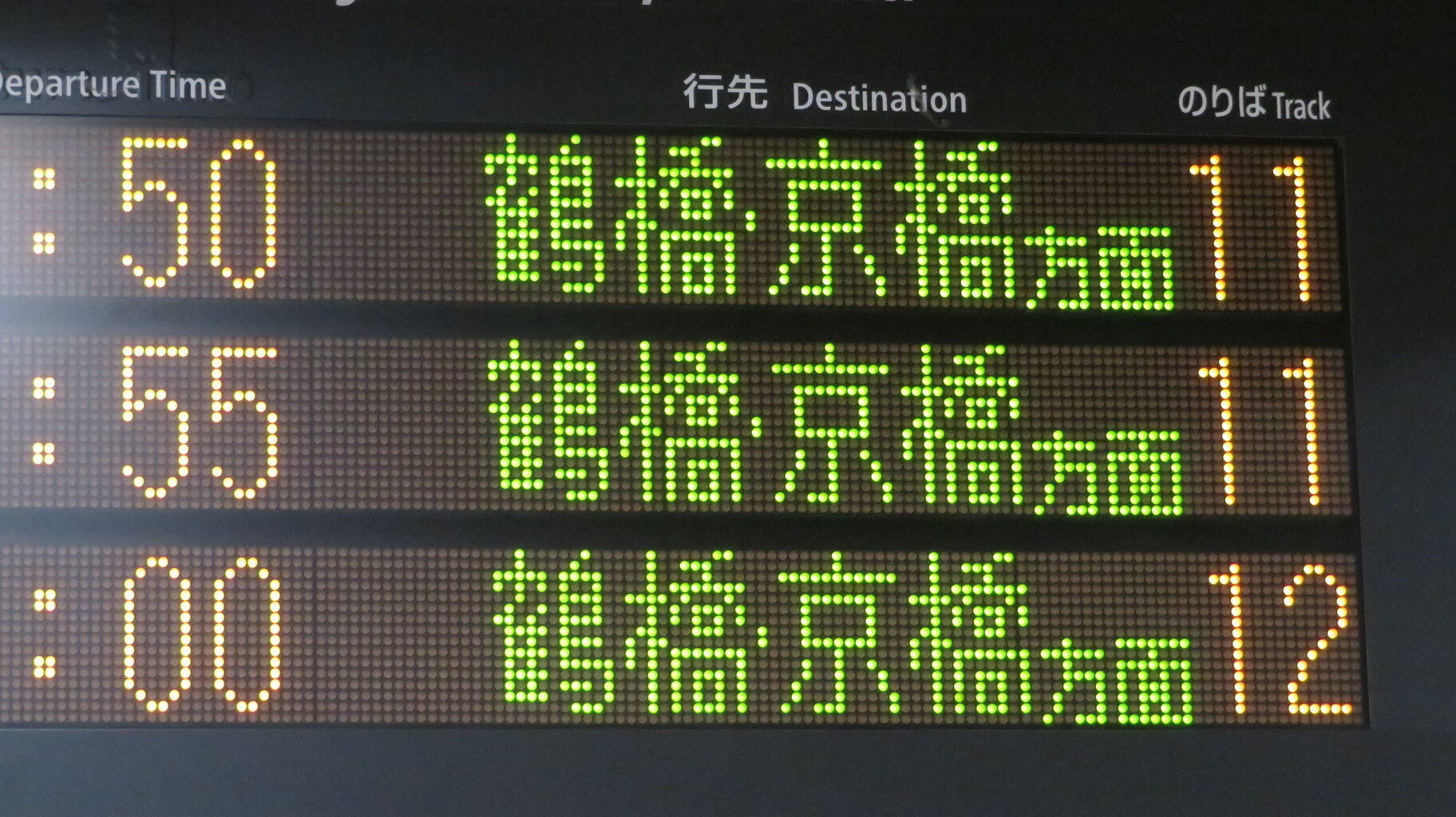 天王寺駅の発車標、環状線の行き先表示が詳細化！ 「環状」 が 「鶴橋