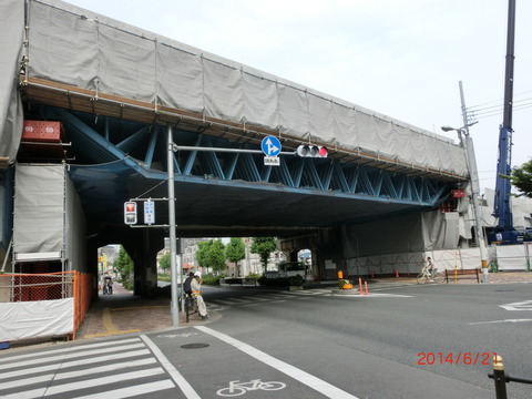 鴫野駅 新ホーム設置工事（2014年6月）【駅周辺編】