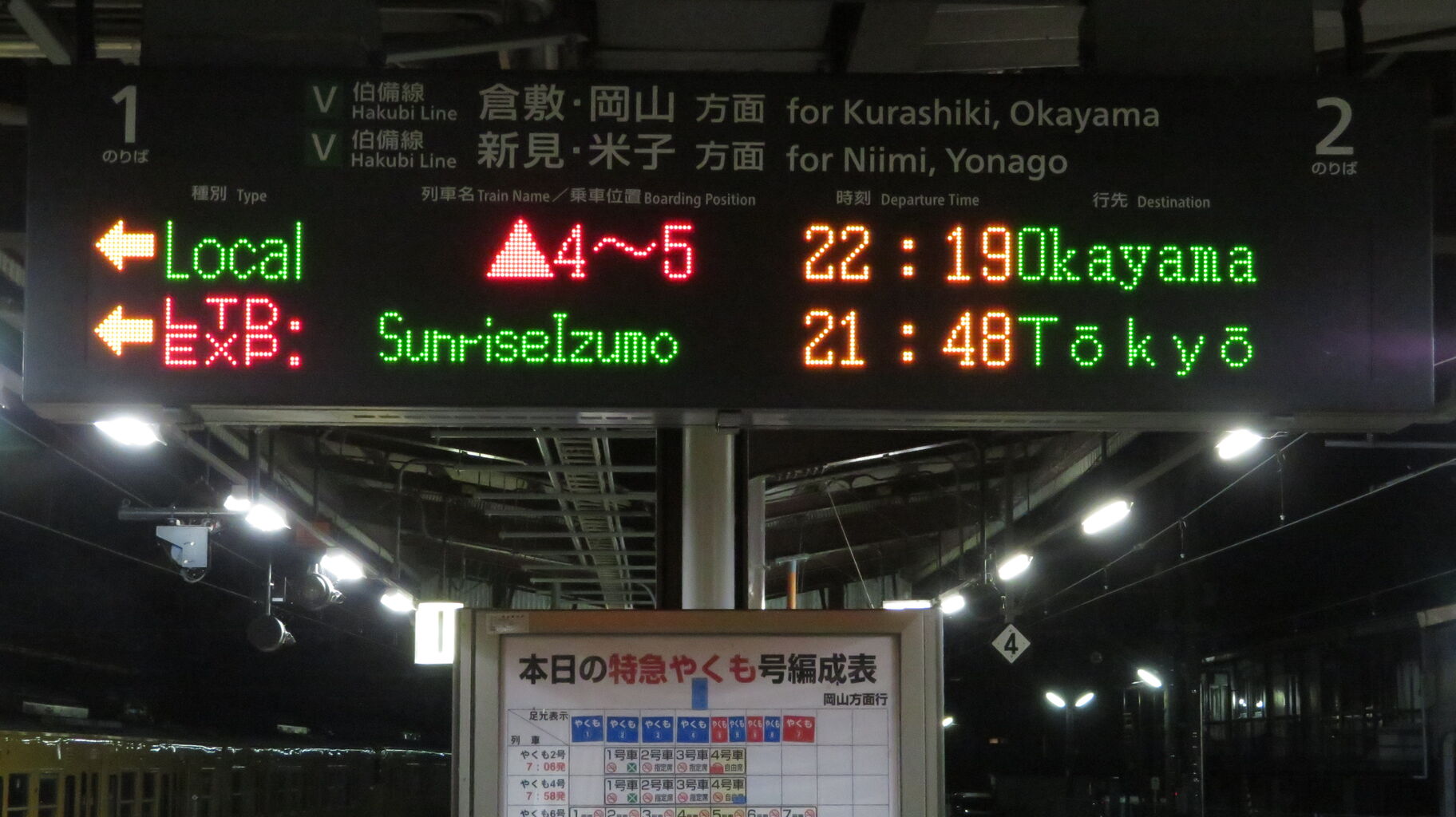 伯備線】 備中高梁駅で 「☆本日の上り/下り方面は終了しました