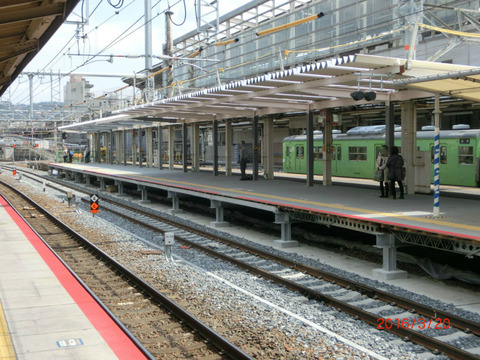 京都駅 JR奈良線ホーム改良工事（2016年3月）