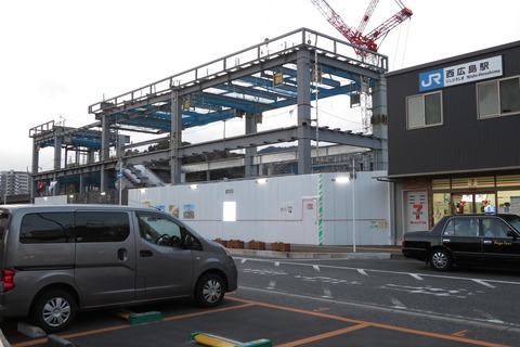 西広島駅 仮駅舎の様子＆新駅舎の建設工事 （2021年1月）