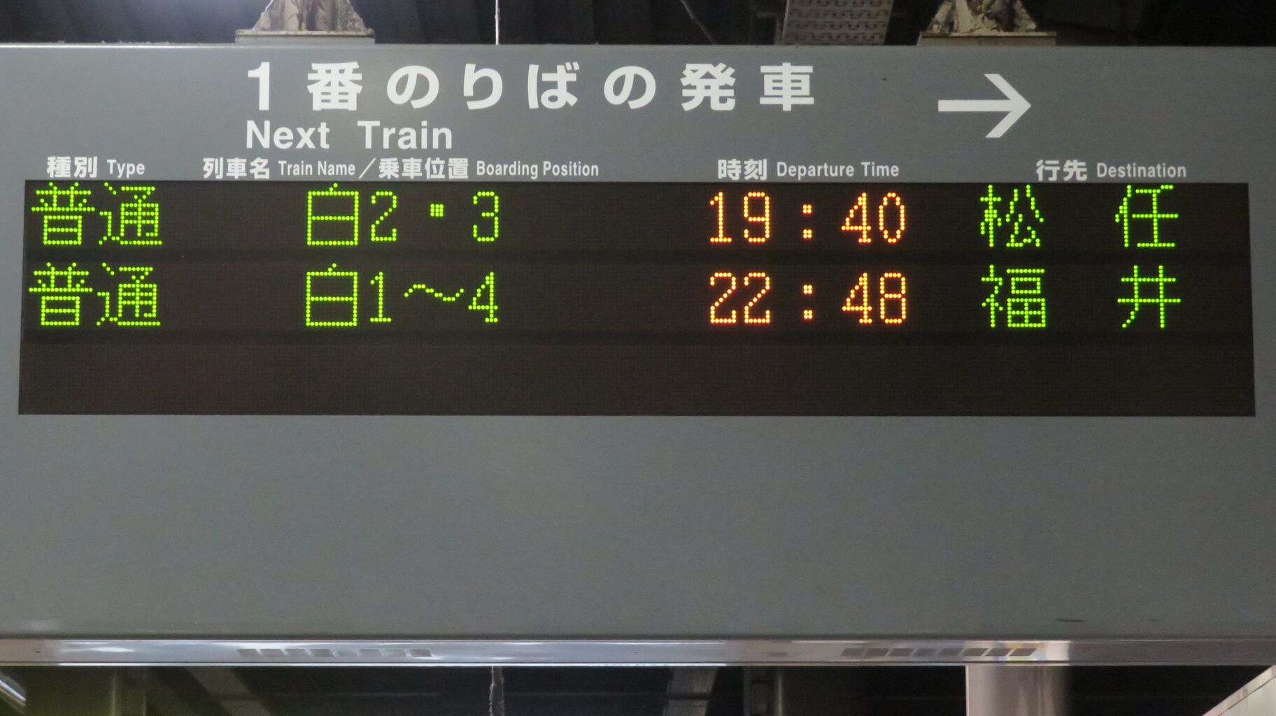 金沢駅 在来線ホームの発車標、乗車位置表示が2度変更！ スクロール