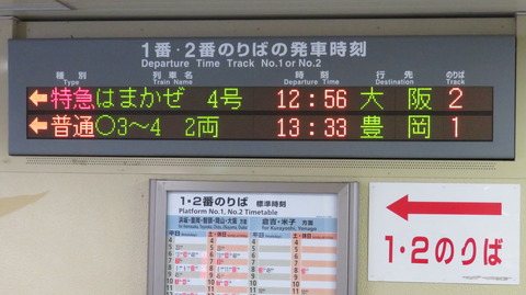 【1日に1本だけ】 鳥取駅で日中の特急 「はまかぜ」 大阪行きを撮る （車両＆発車標） 【2025年2月】