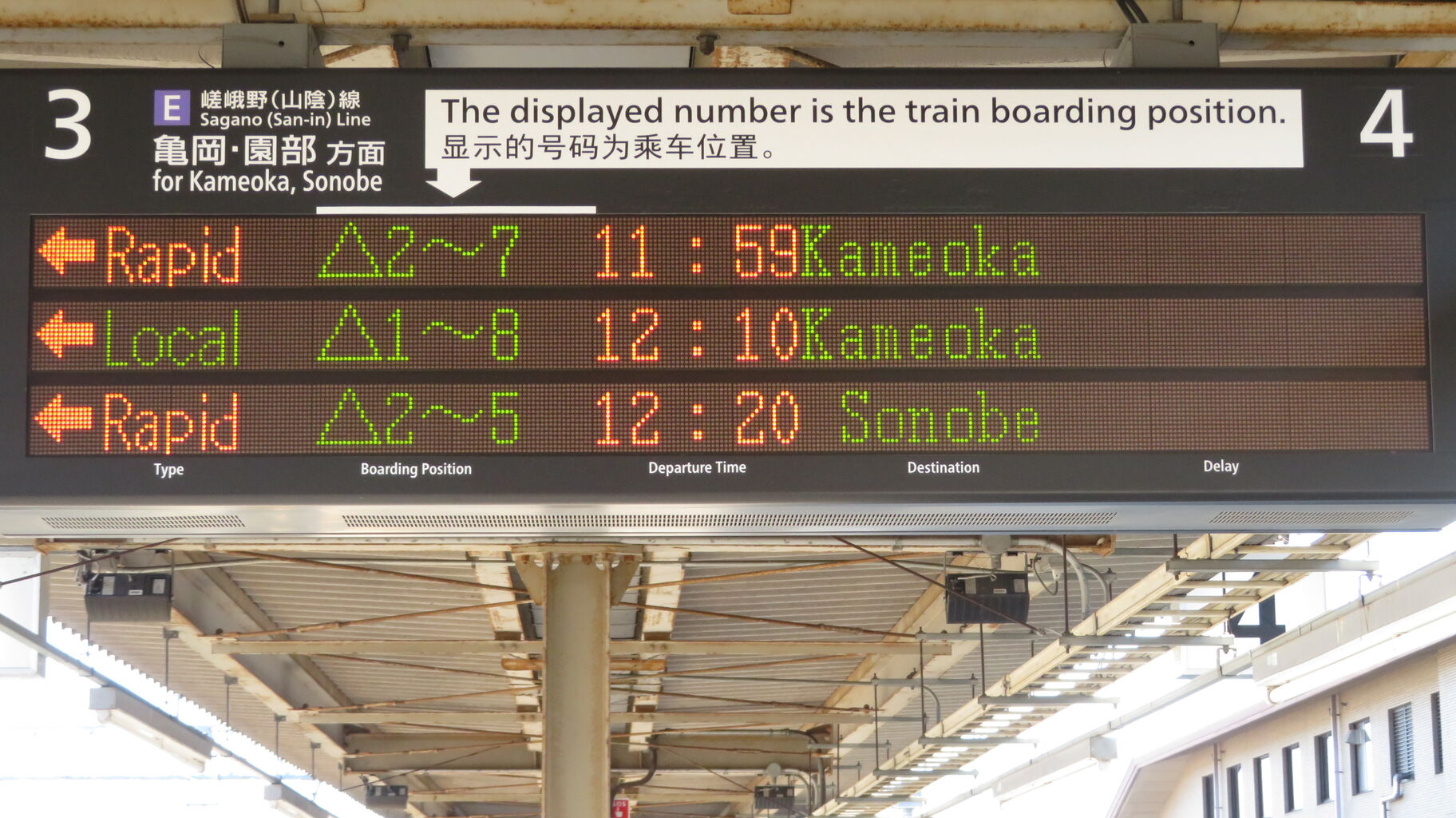 レア】 嵯峨嵐山駅で 「快速 亀岡行き」 を撮る （223系＆発車標