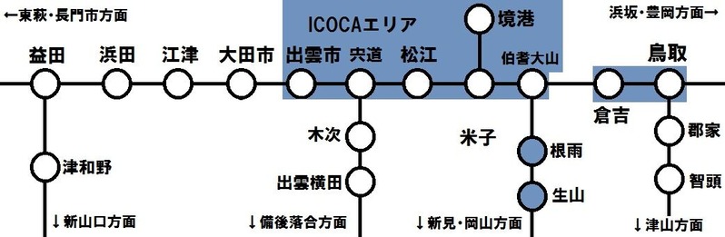 山陰地方のICOCAエリア 2025