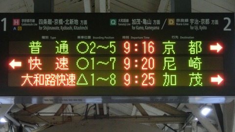 【1日に1本だけ】 木津駅で快速 「尼崎行き」 を撮る （207系＆発車標） 【2019年1月】