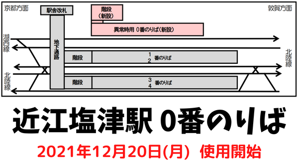 近江塩津駅の 「0番のりば」、 2021年12月20日（月）から使用開始！ 大雪が見込まれる際に使用。