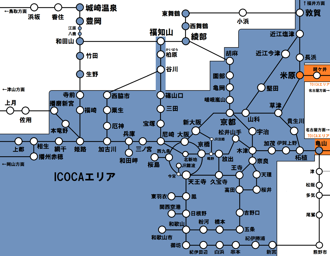 Jr西日本 Icoca Suicaなどのicカードが使える路線 使えない路線 まとめ 関西のjrへようこそ