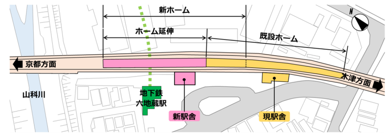 六地蔵駅の改良工事