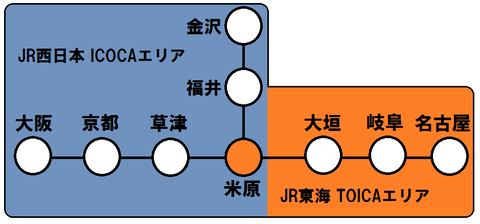 ICOCAエリアとTOICAエリア（2021年度版）