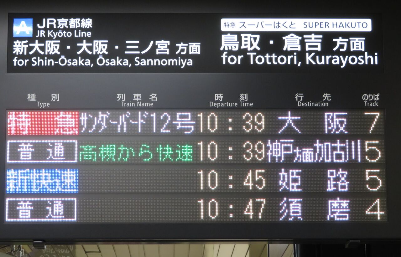 京都駅の発車標、新快速の英語表示が詳細化！ 「S.Rapid」 が