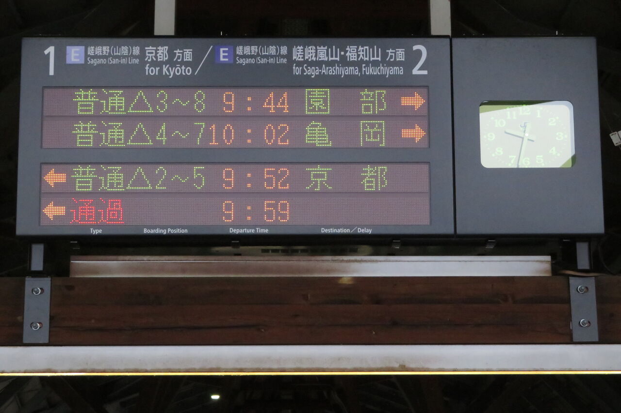 嵯峨野線】 花園駅の古い発車標が更新！ 表示にも変化が！（2020年11月