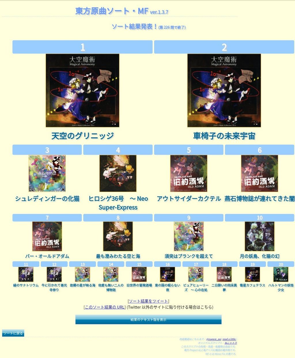 東方 東方ソートが進化 原曲ソートや難易度ソートが新たに追加 東方おねえちゃんまとめ