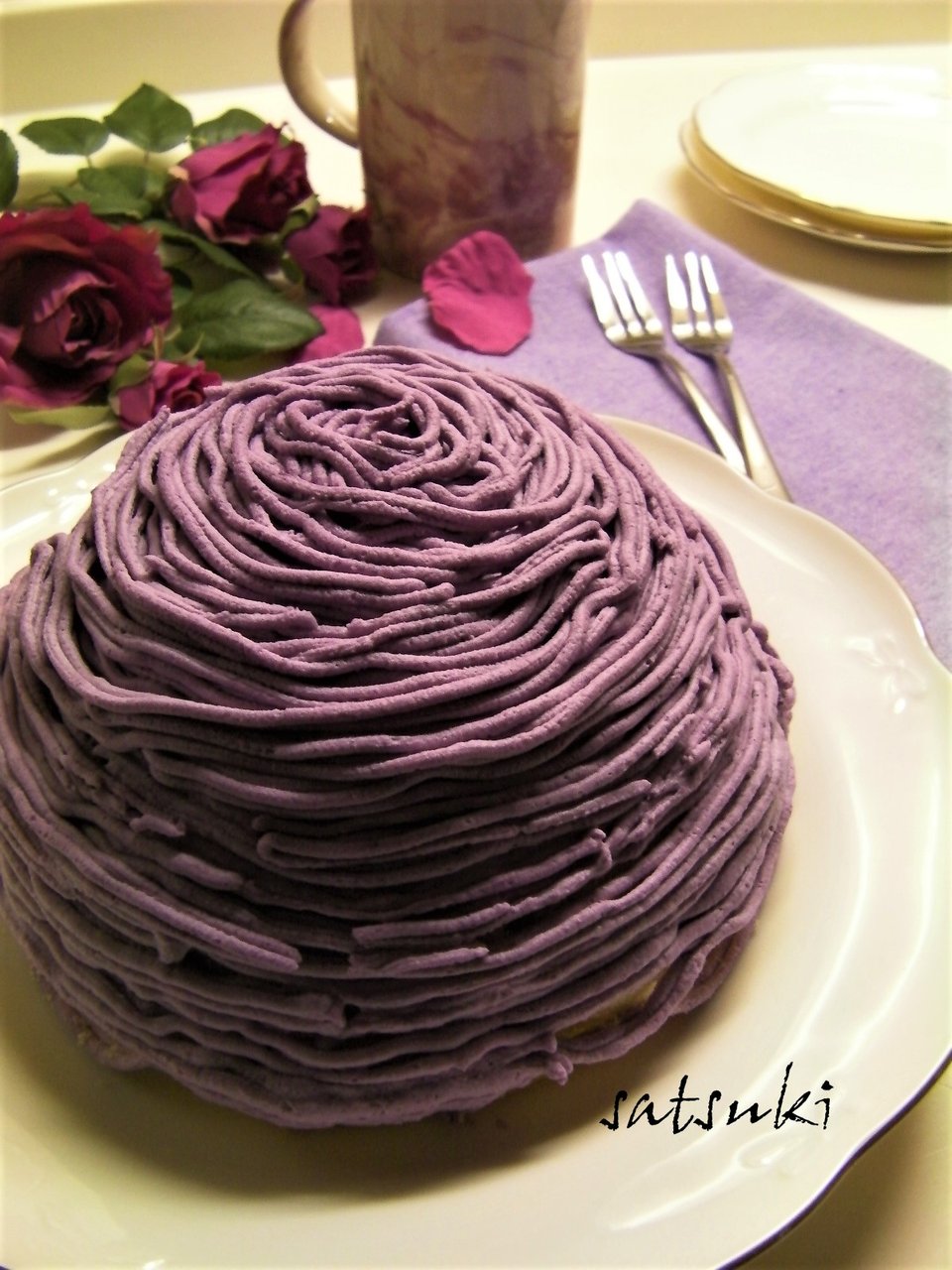 紫芋のドームケーキ モンブラン風 彩月satsukiの料理帖