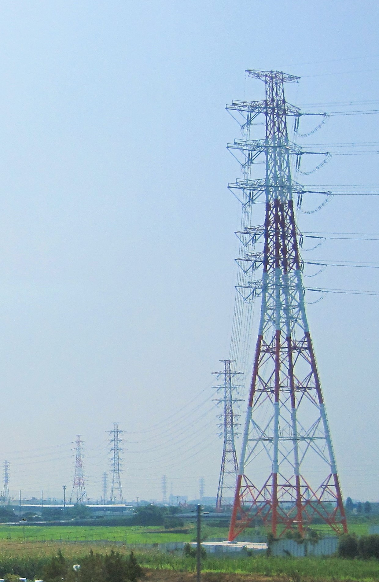 秦浜線33番新赤白鉄塔 送電線 鉄塔ウォーク 秦浜線33番新赤白鉄塔 送電線 鉄塔ウォーク