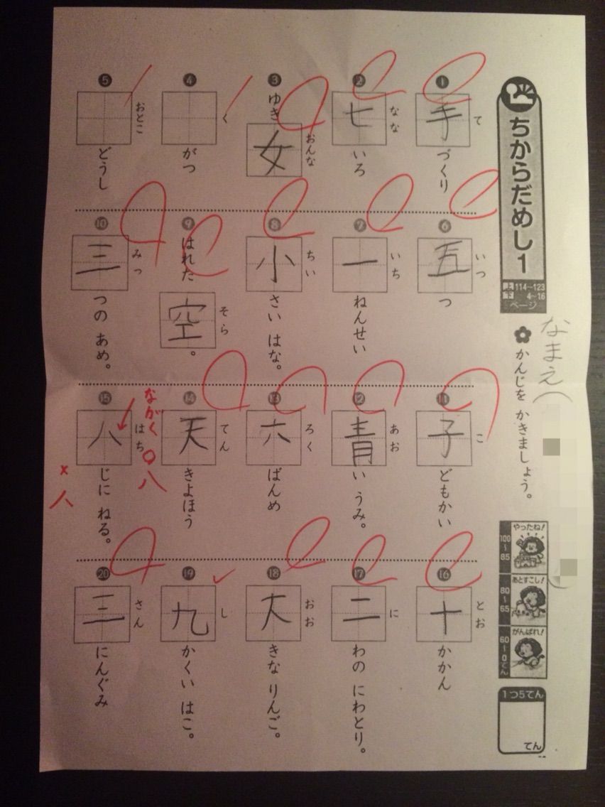初めての学校での漢字テストの結果に なんでこれ書けてないの と思ったが よくよく見て見るとわかる事がある Educa Mama エデュケママ Sayaの探求