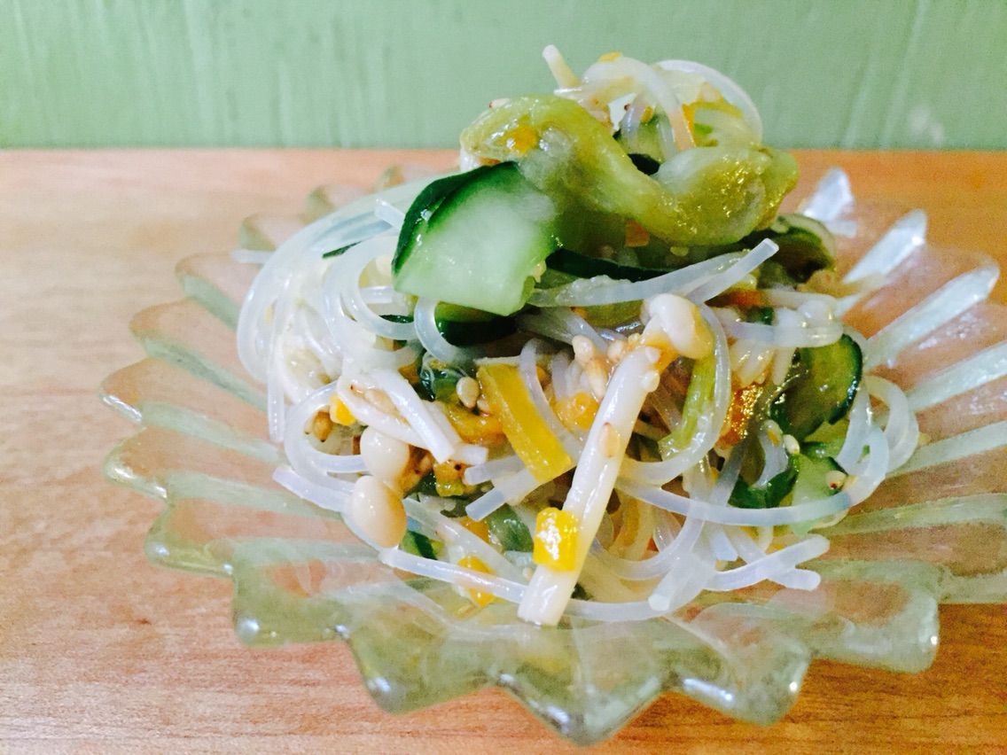 きゅうりとりゅうきゅう 重ね煮野菜のエスニック春雨 春風の旅