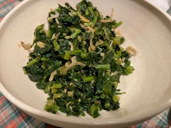 ★大根場、わさび菜の葉のジャコキンピラ