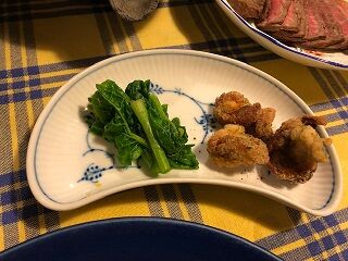 ★鶏の磯揚げと菜の花のおひたし