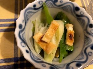 ★揚げと葱の辛子酢味噌和え