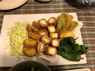 ★ズッキーニ、モロッコインゲン、肉巻き、賀茂茄子のフライ