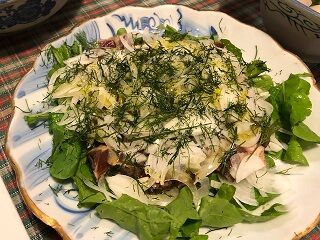 ★カツオのたたき、ルッコラ、ディル