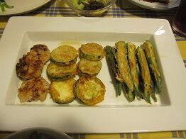 ★海老とレンコンのすりおろしのお焼き、ズッキーニ、オクラのお焼き