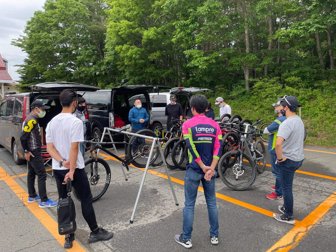 自転車での時間を図る