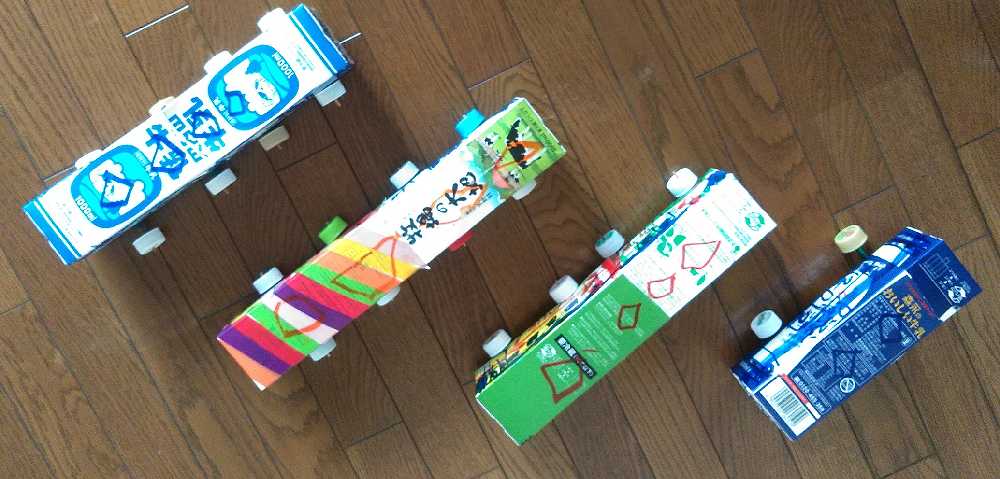 牛乳パックで電車をつくろう 簡単格安工作 低学年から 小学校理科教材ヒント