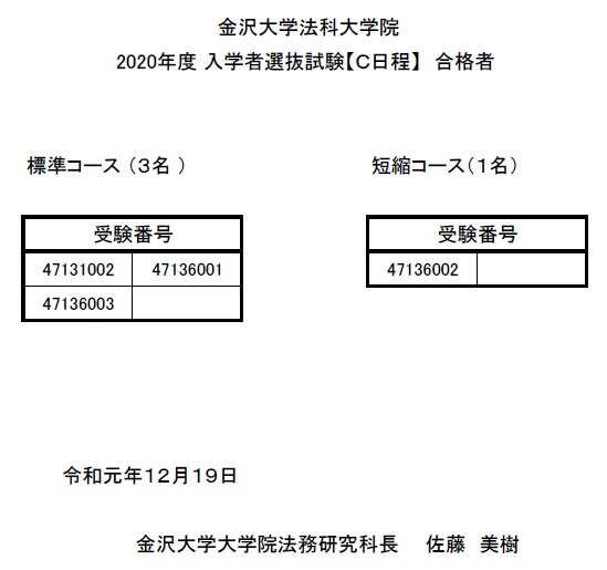 年度ロー入試情報 金沢大ロー入試 c日程合格者4人 昨年同時期と同数 a c日程の合格者数合計は13人 昨年 5人 Schulze Blog 年度ロー入試情報 金沢大ロー入試 c日程合格者4人 昨年同時期と同数 a c日程の合格者数合計は13人 昨年 5人 Schulze Blog