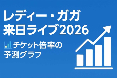 alt=レディー・ガガ 来日ライブ2026 チケット倍率予測グラフ付きプロモーション画像