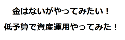 金はないがやってみたい！低予算で資産運用やってみた！