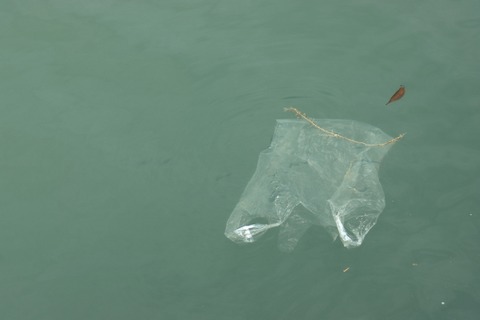 海洋保全のための海洋分解性プラスチックのレジ袋のイメージ画像