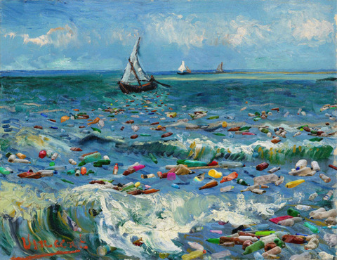 海洋プラスチック問題が深刻な海をゴッホが描いたら