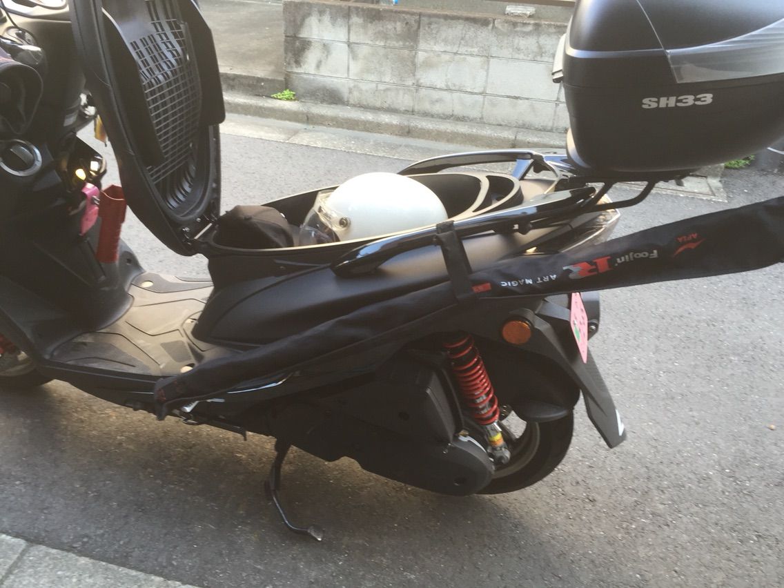 バイク釣行 ロッドの積載方 東京湾seabass Biker