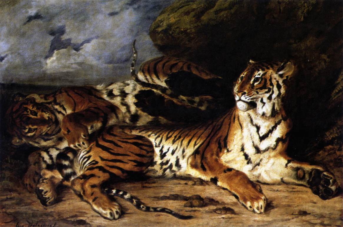動物たちの西洋絵画その5：ドラクロワ「母トラと戯れる子トラ」 フェルメール探訪